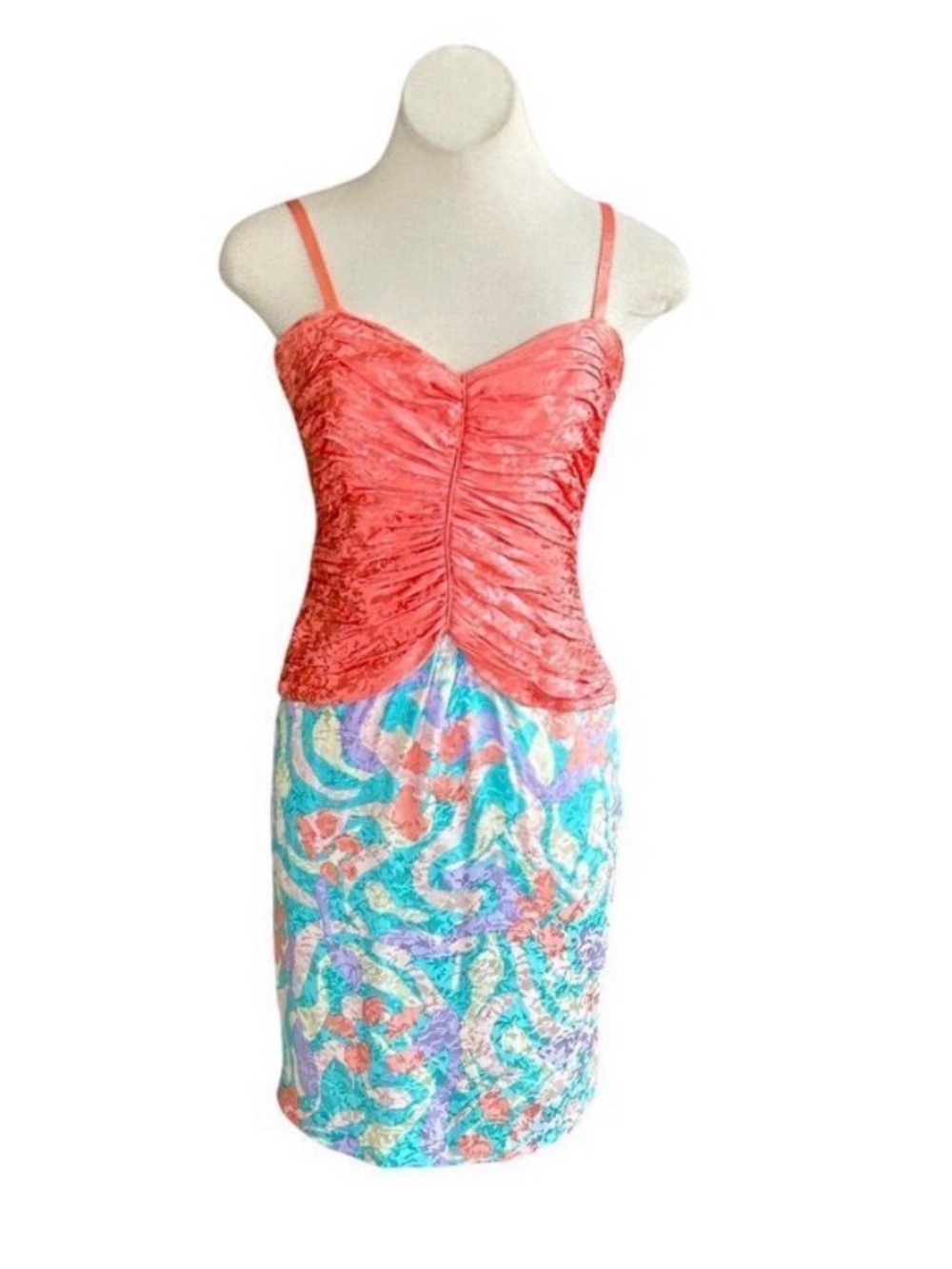 Vintage 80s Flora Kung Silk Cocktail Pinup Dress